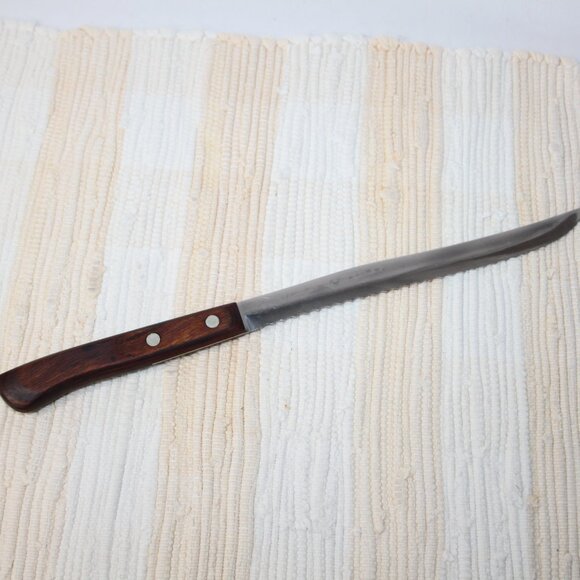VTG FLINT ARROWHEAD STAINLESS WAVERLY EDGE SERRATED CUTTING STEAK KNIFE 8" BLADE - Picture 10 of 14